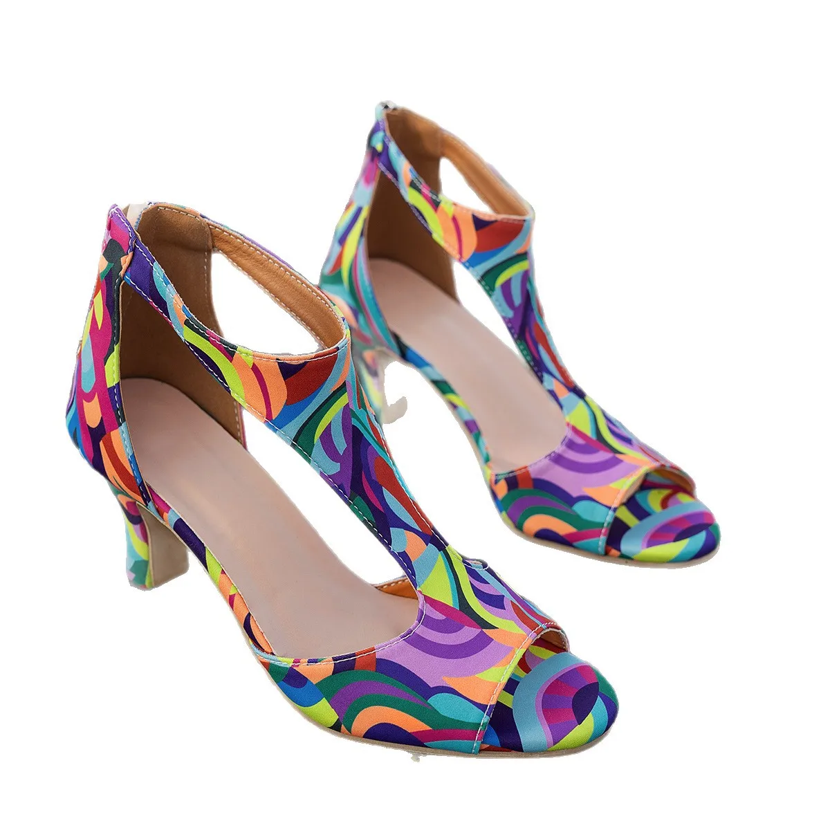 Fashionable Fish-mouth Fashion Sandals, Sexy Thick-soled Wedge Heel Sandals, 2025 Summer New Style Rear Zipper High Heel Sandals