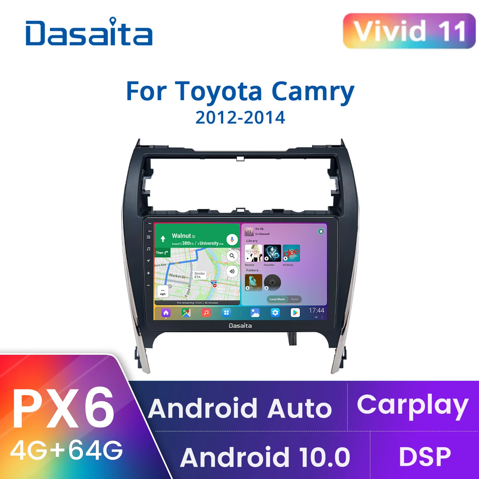 

Dasaita 10.2" IPS Car Radio Android Vehicle Player for Toyota Camry 2012 2013 2014 USA & Mid-east version GPS 64GB Headunit