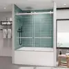 Frameless Double Sliding Tub Shower Door 56-60 x 60 Tempered Glass Stainless Steel Hardware Water Retaining Strips Easy to Clean 2