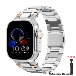 Luxury Stainless Steel Watch Strap - Premium Replacement Bracelet - 46mm - Series 11 10 (Silver - Tool)