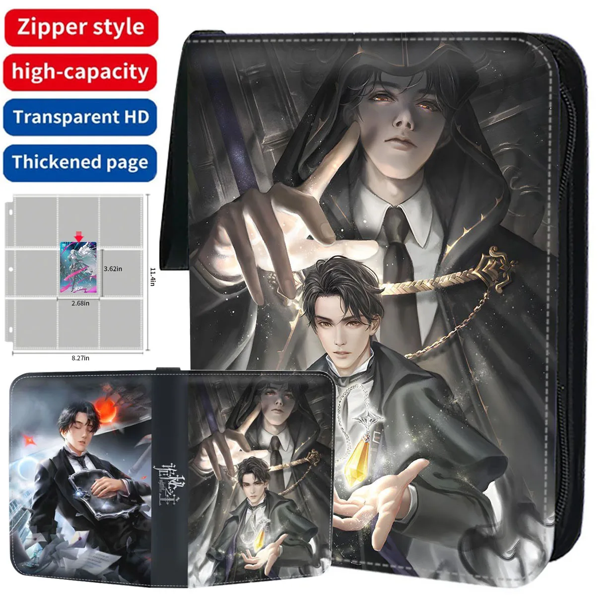 

Lord of the Mysteries Card Binder Zipper 4/9 Pocket Anime Trading Game Cards Album Holder Book Folder with 50 inner Pages