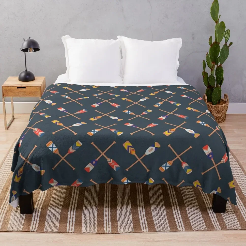 

Canoe Paddles X Pattern - Charcoal Throw Blanket Hair Comforter Decorative Beds Flannel Fabric Blankets
