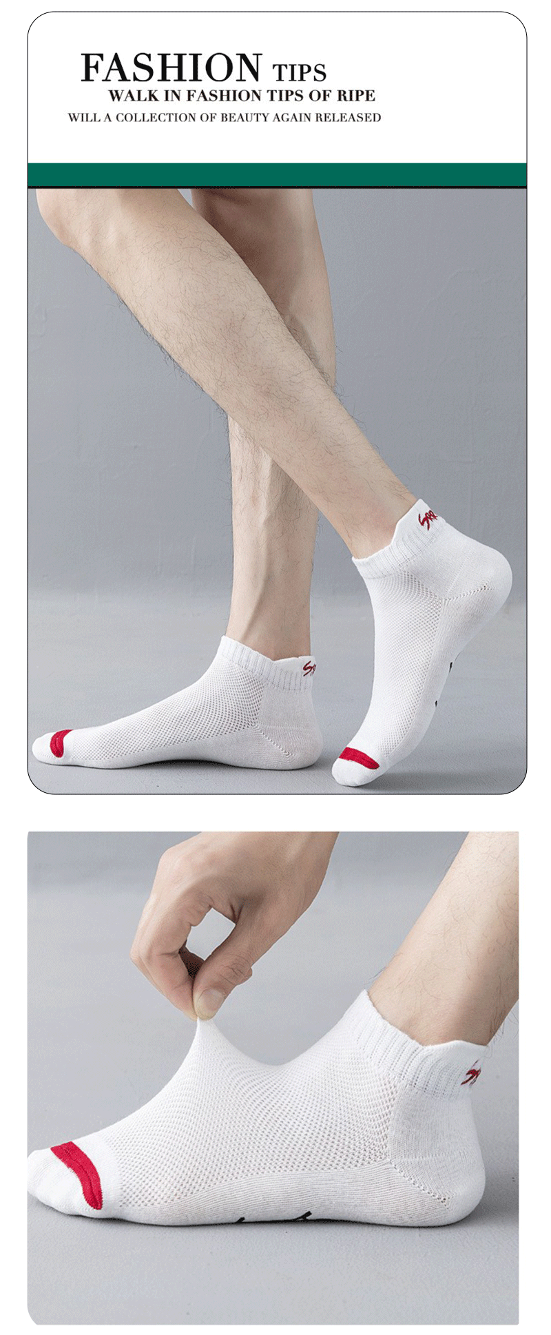 5/6/12 Paar Helle Farbe Knöchel No Show Socken Männer Atmungsaktive Street Fashion Sport Deodorant Unsichtbare Reise Lauf Socken – Detail 6