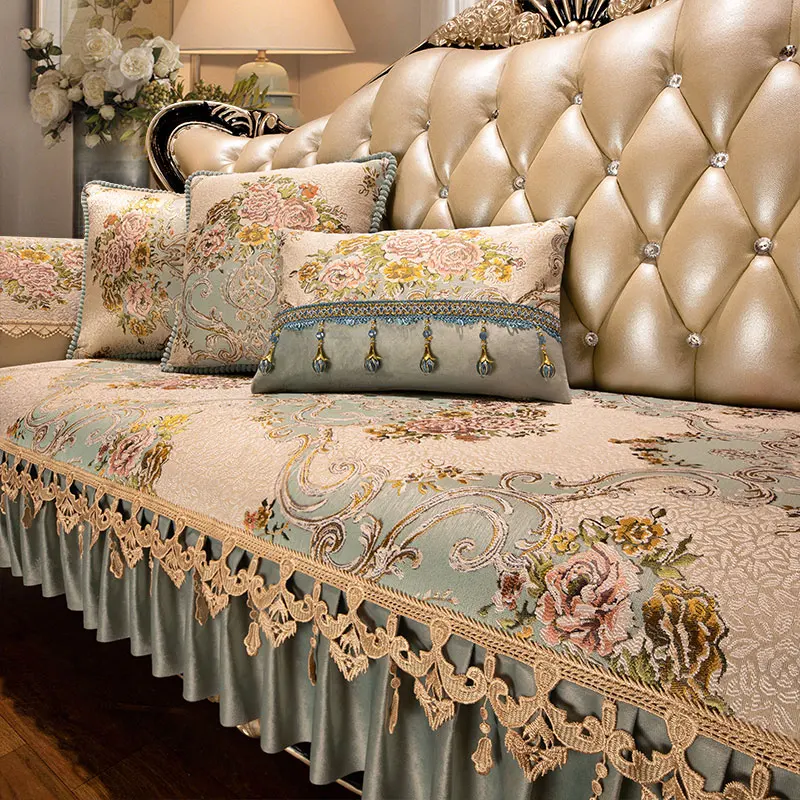 Luxury European Style Sofa Covers Four Seasons Universal Anti-slip Slipcover Jacquard Fabric Living Room Decoration Couch Cover 3