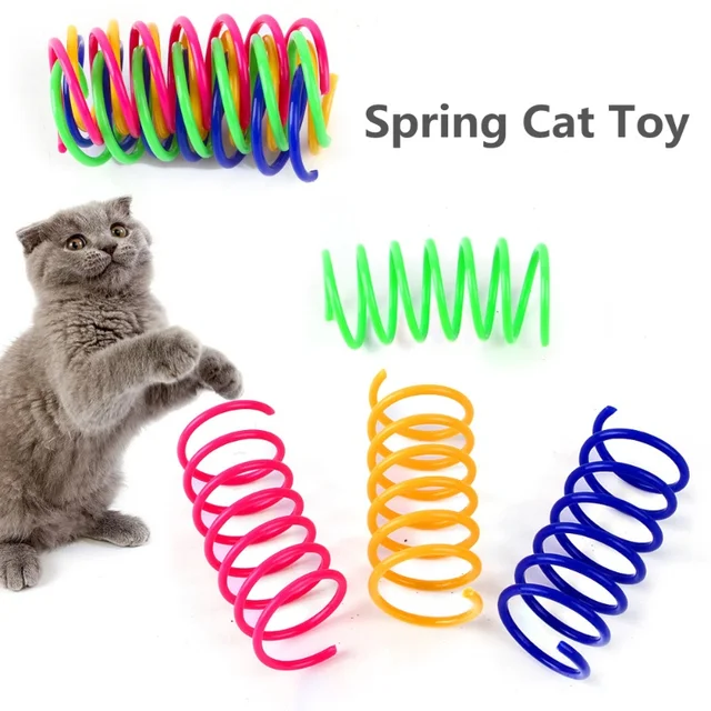 Kitten Cat Toys Wide Durable Heavy Gauge Cat Spring Toy Colorful Springs Cat Pet Toy Coil Spiral Springs