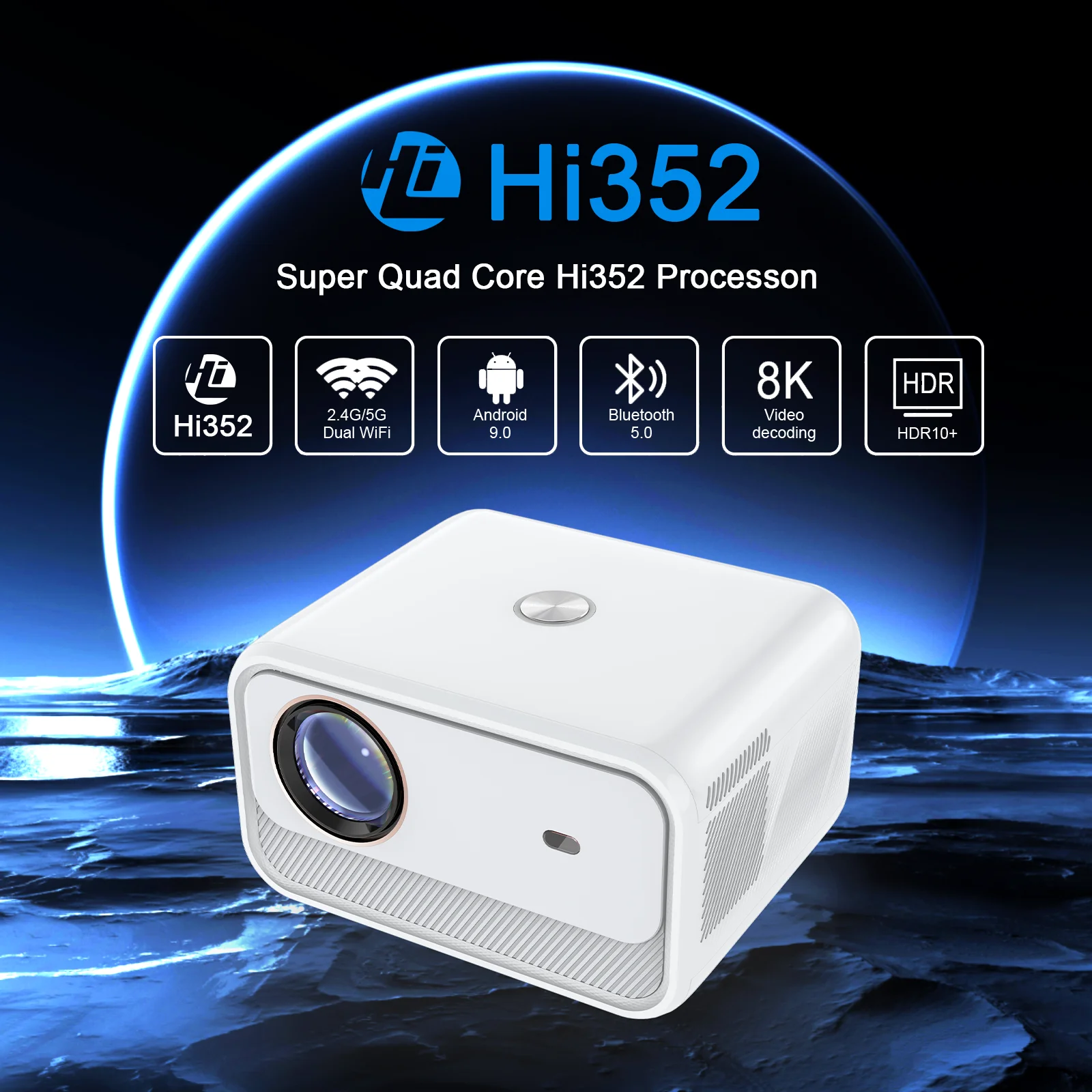 Portable Android 9.0 CY900 Projector 1920*1080P 300ANSI BT5.0 Smart WIFI Projectors