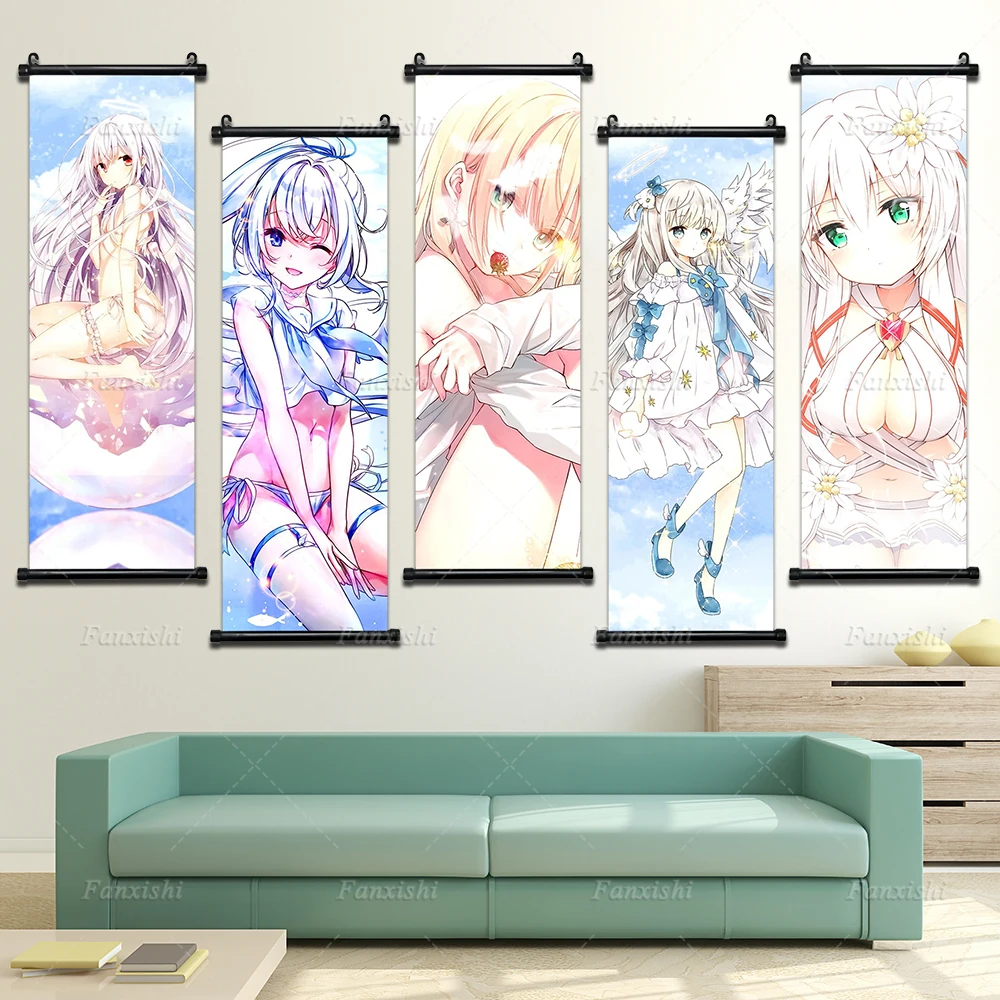 

Wall Art Japanese Print Animation Lovely Girl Canvas Pvc Hanging Scrolls Painting Sexy Poster For Girl Bedroom Home Decor