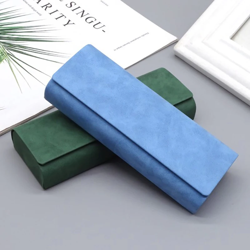 1pc Simple Leather Eyewear Case Optical Retro Myopia Glasses Sunglasses Storage Box Fashion For Men And Women