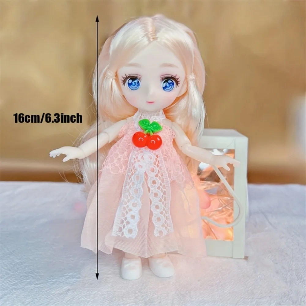 Movable Joint 16cm Anime Eyes Ball Jointed Body 1/8 Kawaii Bjd Mini Colorful Cute Bjd Anime Accessories