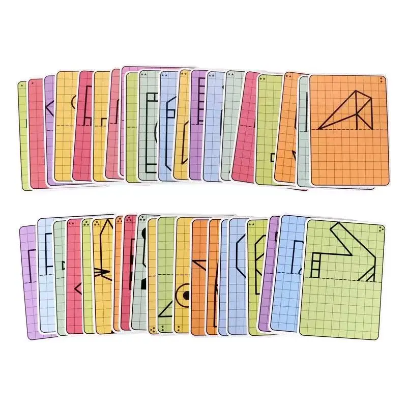 Puzzle Lattice Symmetrical Drawing Toys Kids Fine Motor Skill Write & Wipe Pen Control Training Set Children Painting Cards Educational Drawing Toy
