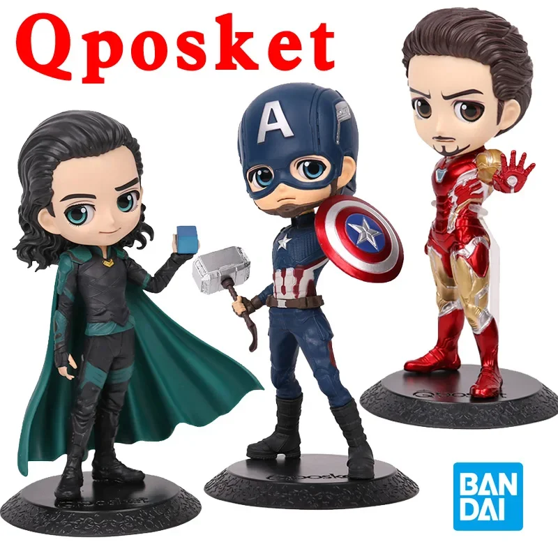 

Bandai Qposket Marvel Мстители Железный человек Капитан Америка Черная Вдова Тор Локи ручная марионетка Аниме Фигурка модель детский подарок