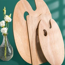 

Large Wooden Square & Oval-Shaped Artist Painting Wood Palette with Thumb Hole Wood Paint Color Mixing Tray Easy Clean