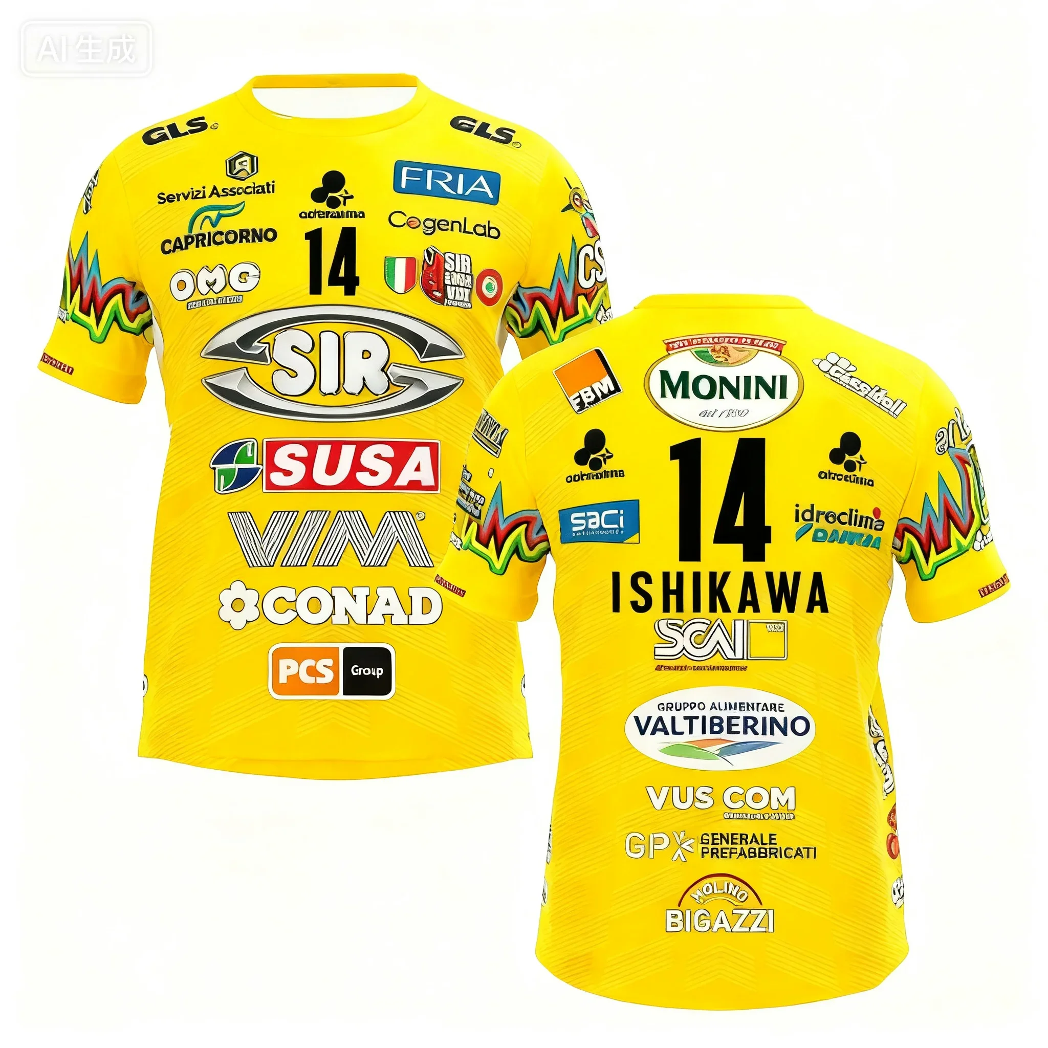 2025Men Women No. 14 Volleyball Jersey Sir Safety Perugia Tshirt