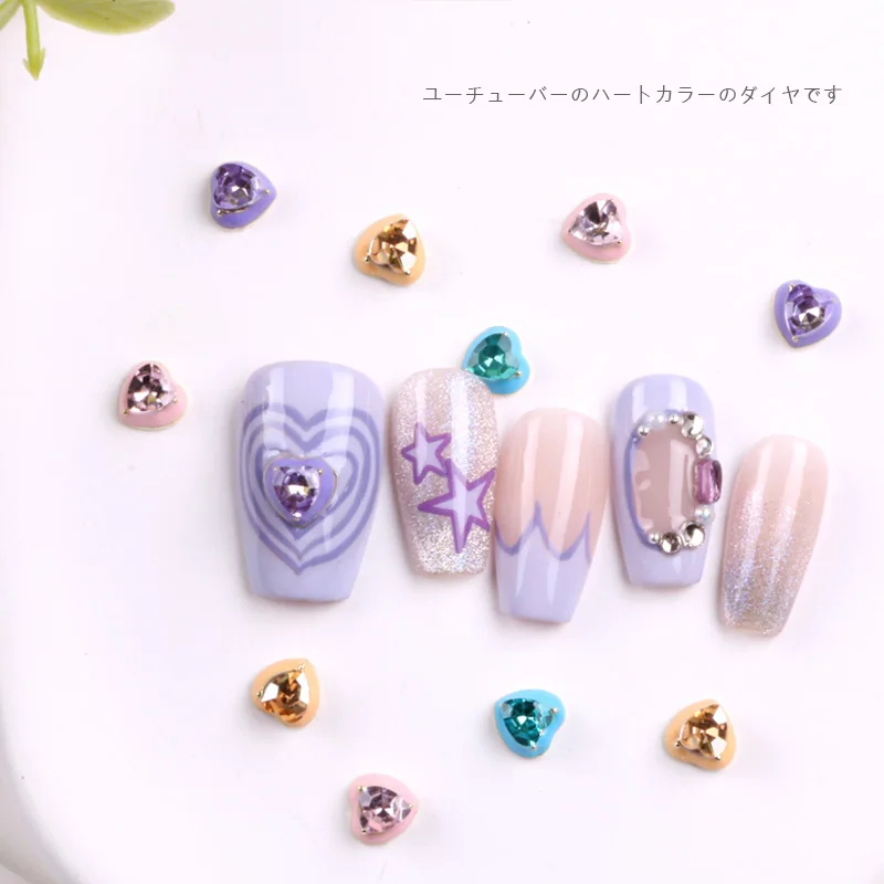 

TSZS 10pcs/lot Love Heart Nail Art Charms Zircon Pearl Crystal Metal Manicure Nails Charms Decorations Accesorios Supplies