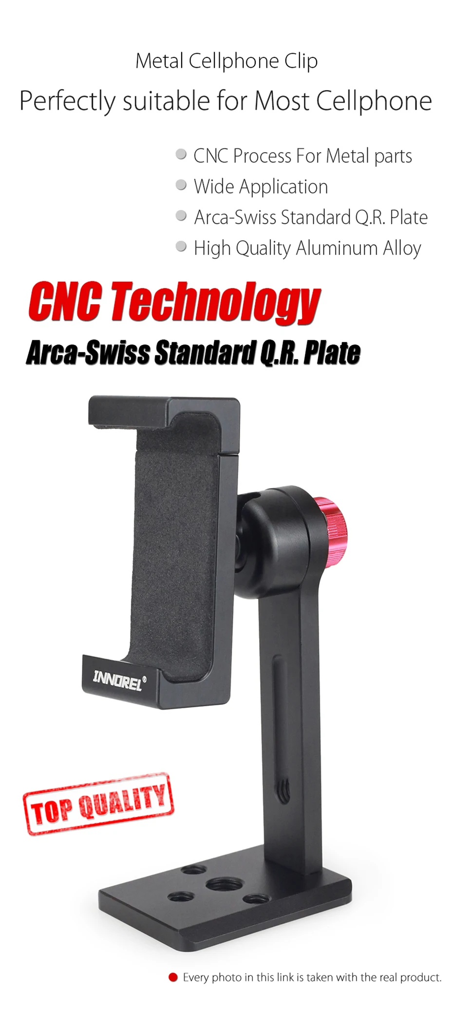 PC5 Aluminum Alloy Cellphone Clip Smartphone Holder Tripod Mount 360 Degree Adju