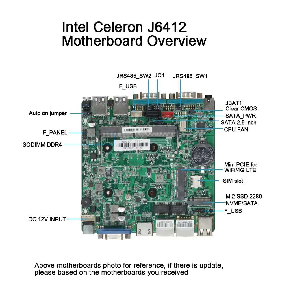 Industrial Mini PC Intel Celeron Fanless Industrial IoT Mini PC J6412 J2900 J1900 2x COM RS232 RS485 2x Gigabit Ethernet Support WiFi 3G 4G SIM