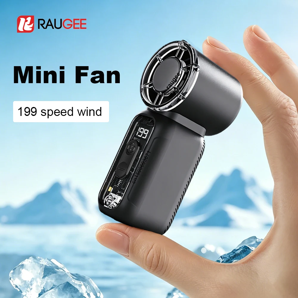 Compact USB Rechargeable Handheld Fan with Digital Display