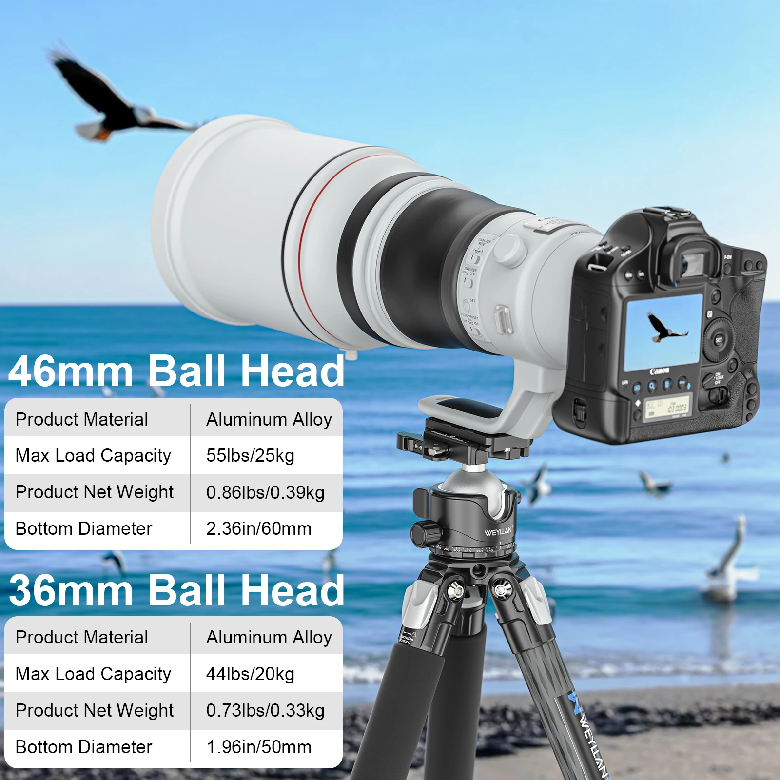 Tripod Ball Head EH46L Panorama Ballhead Mount Adapter U-Groove Low Gravity Cent