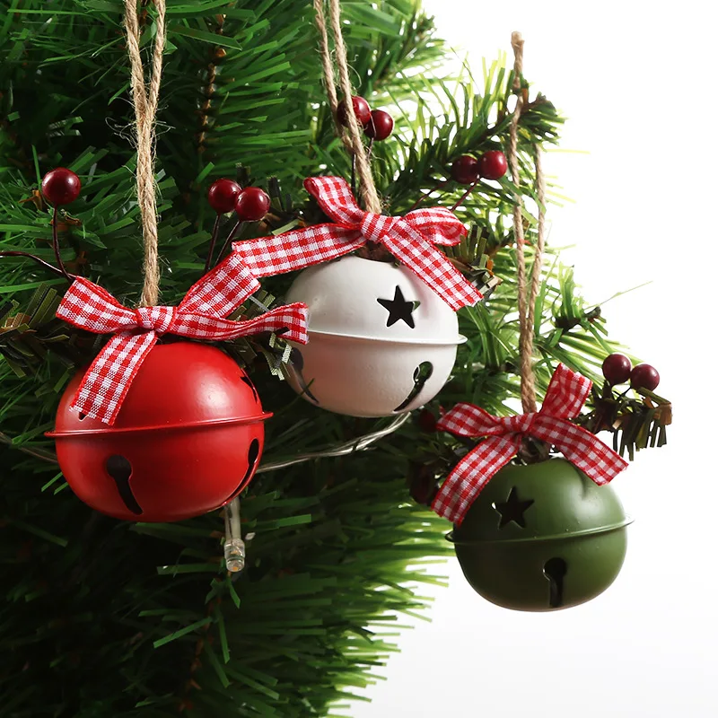 Cascabeles grandes de navidad con lazo, colgante de cuerda de cáñamo para  fiesta de Festival, accesorios de decoración de árbol de navidad, 1 unidad