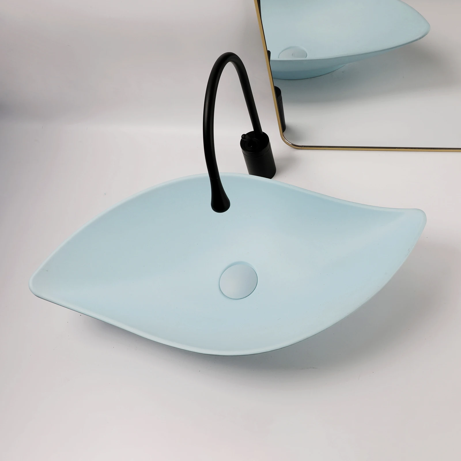 JIENI New Materials Bathroom Sink Faucet Set Multi Style Hand Painted Washbasin Water Droplet Shaped Hot Cold Taps Pop Up Drain 2