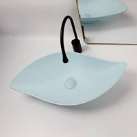 JIENI New Materials Bathroom Sink Faucet Set Multi Style Hand Painted Washbasin Water Droplet Shaped Hot Cold Taps Pop Up Drain 2