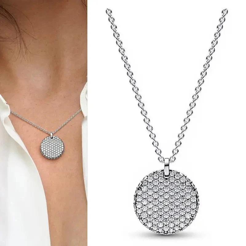 Original Logo Women's Necklace Pav é Dense Eternal Symbol Meteor Necklace% 925 Sterling Silver DIY Charm Jewelry Gift