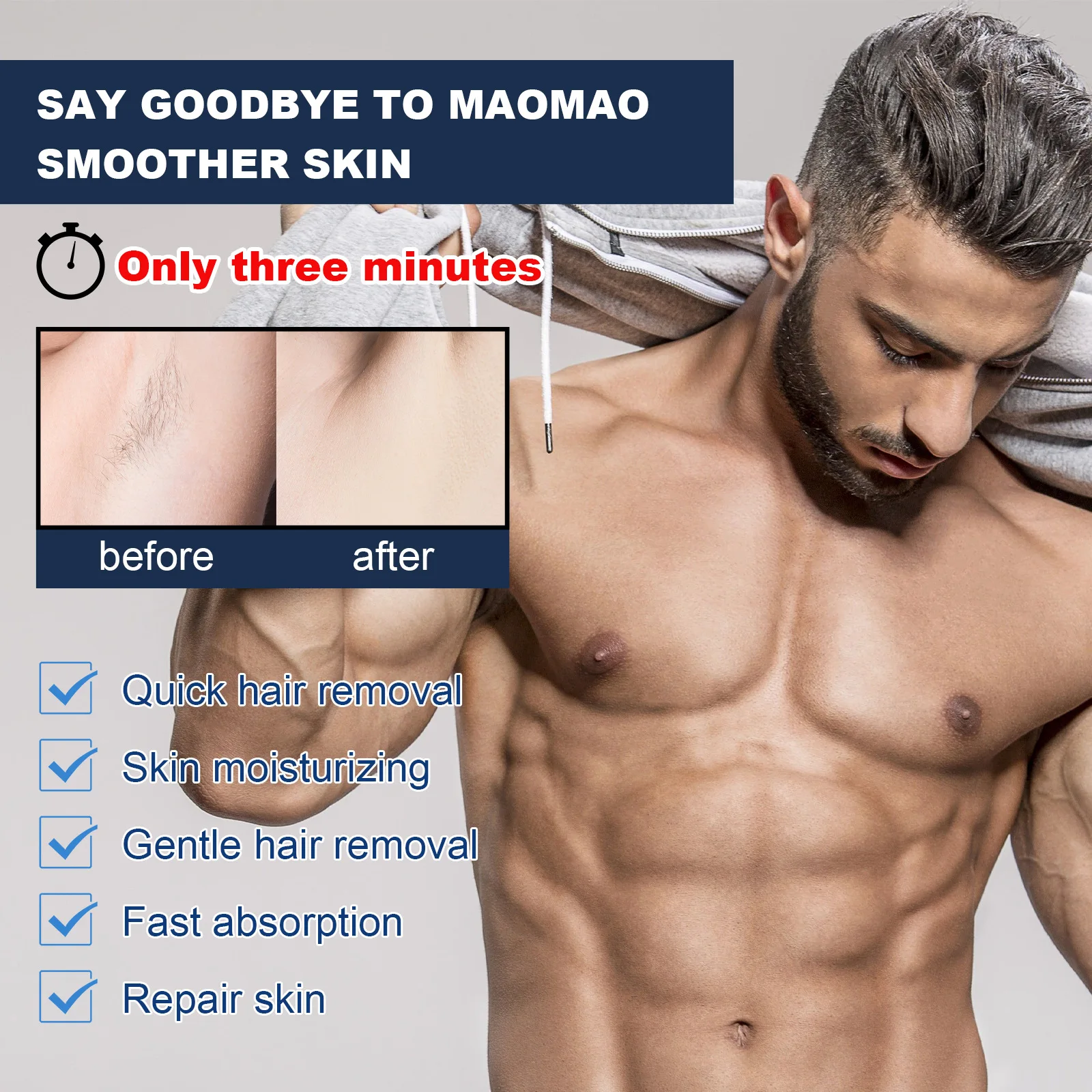 Men\'s Hair Removal Cream Men\'s underarms/arms /legs hair gently moisturizing and cleansing Skin care