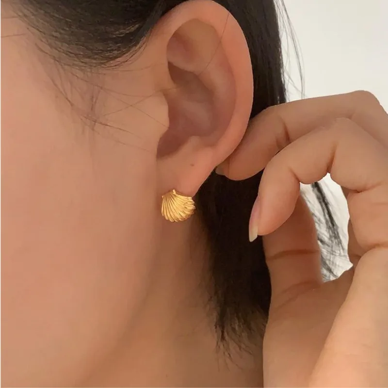 

S'STEEL 925 Sterling Silver Shell Earrings For Women's Stud Earing 2023 Luxury Cute Gothic Gold Dating Designer Fine Jewelry