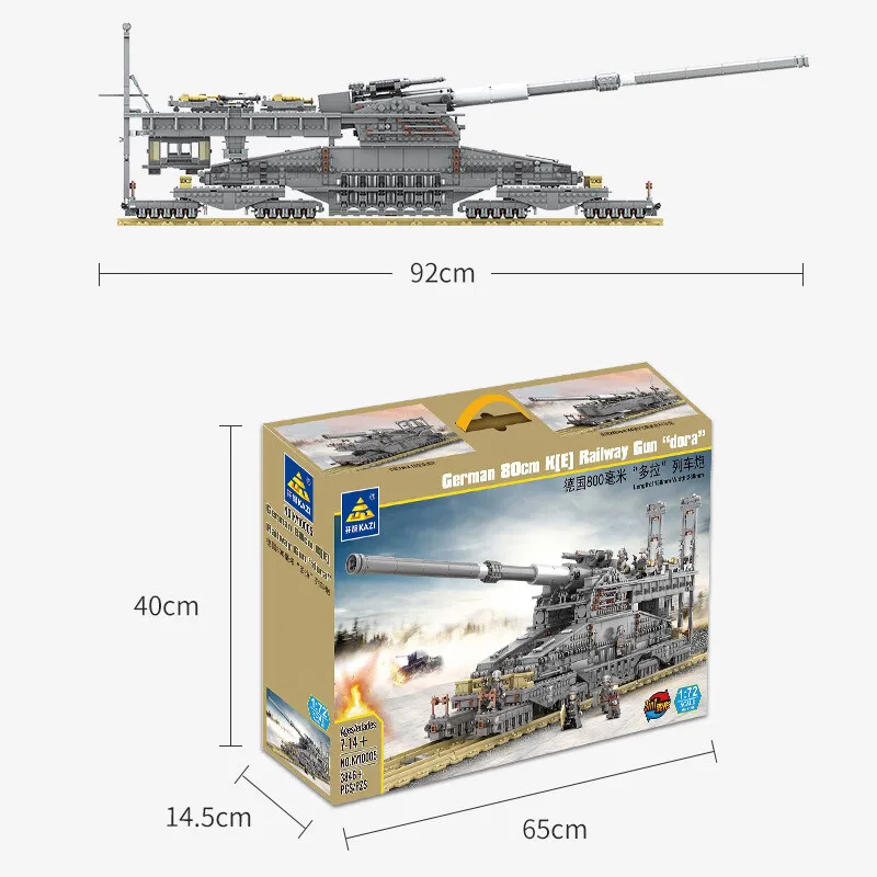 3846 Pcs Building Blocks 10005 German 80cm Railway Gun – Kids Toys