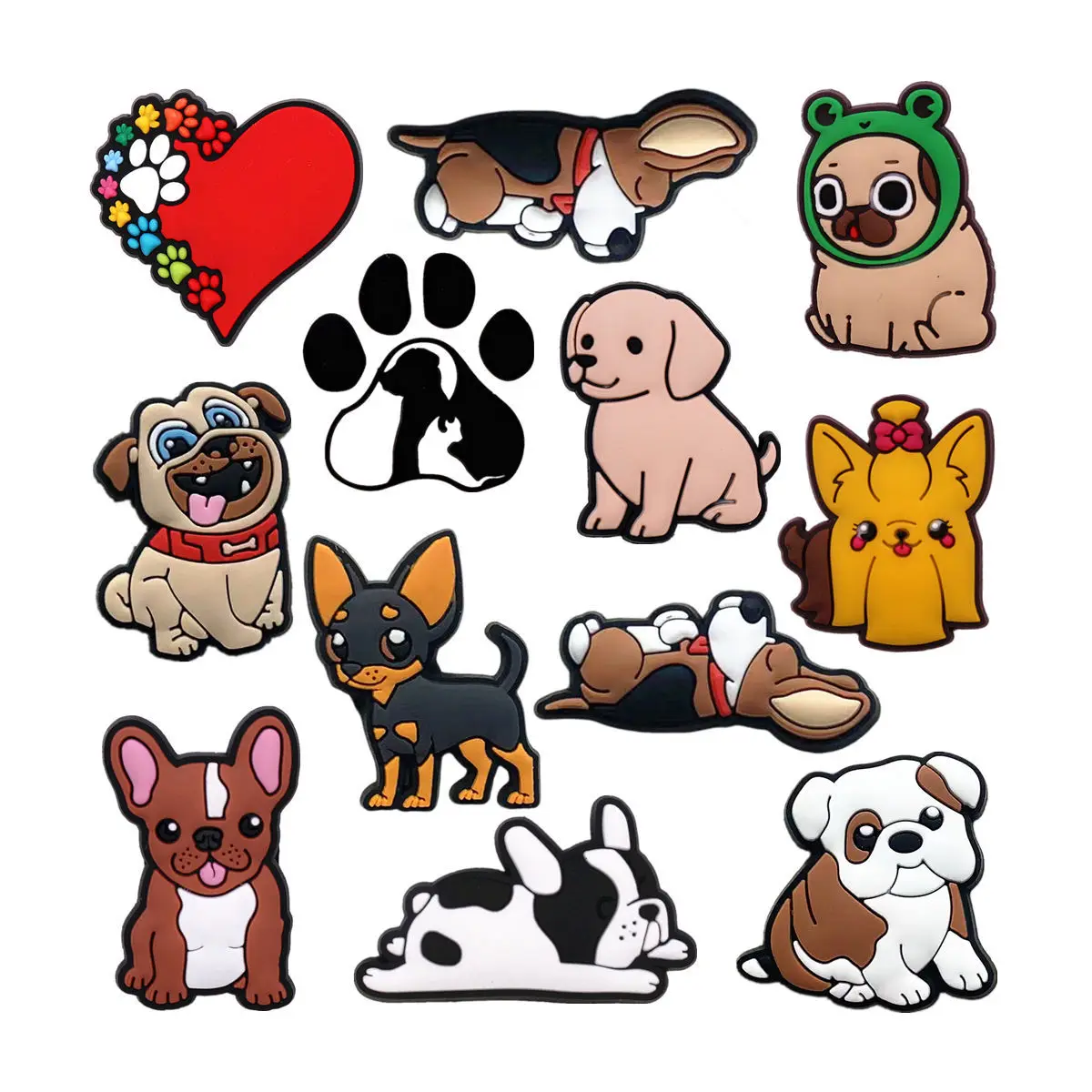 Lovely Dog PVC Shoe Charms Decorations Cute Sleeping Puppy Bulldog Sandals Upper Accessories Pins Clog Clips Kids Gifts 1pcs shoe charms,shoe decorations