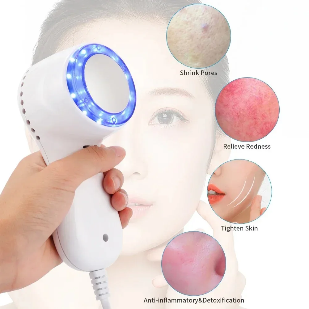 USB Ice Healing Beauty Machine Led Photon Rejuvenation Massager Shrink Pores Cold Hammer Blue Light Facial Skin Lifting Tighten skin care device