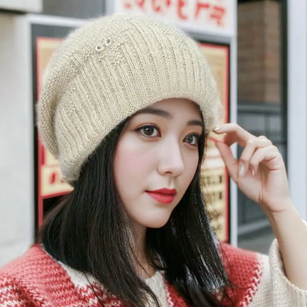 

Y2k Fleece Warm Knitted Hat Casual Hip Hop Ins Warmer Bonnet Winter Warm Knit Beanie Men Women