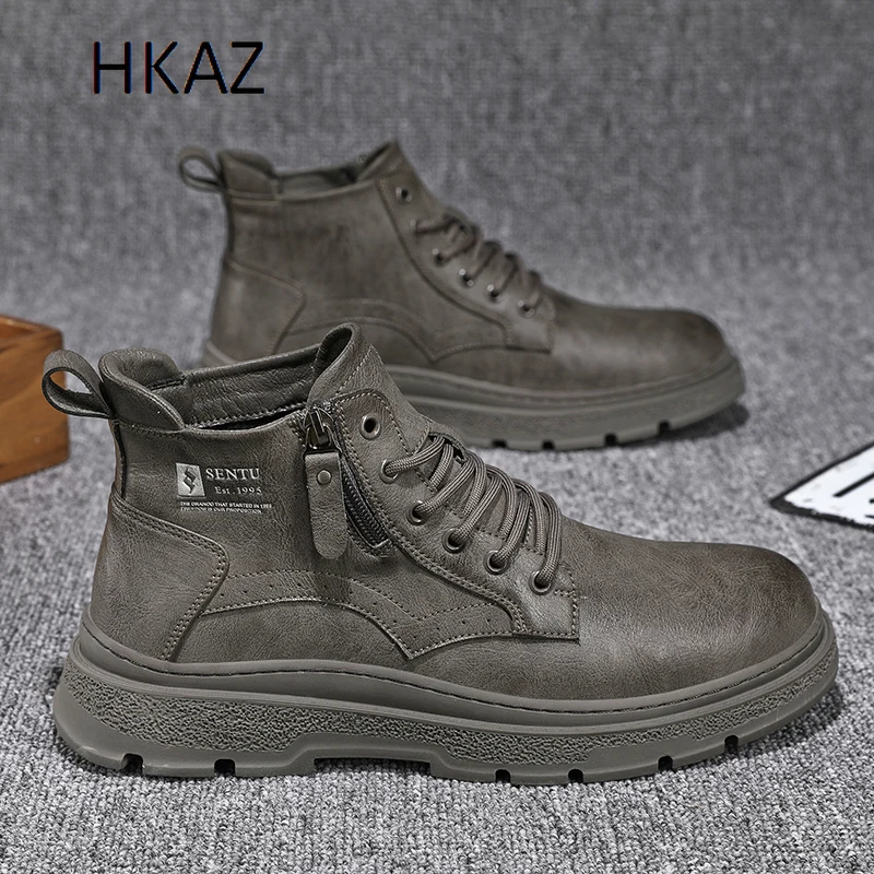 

Men boots round toe thick bottom comfortable Wear-Resistant Non-slip outdoor fashion Trendy All-match Spring and Autumn mainpush