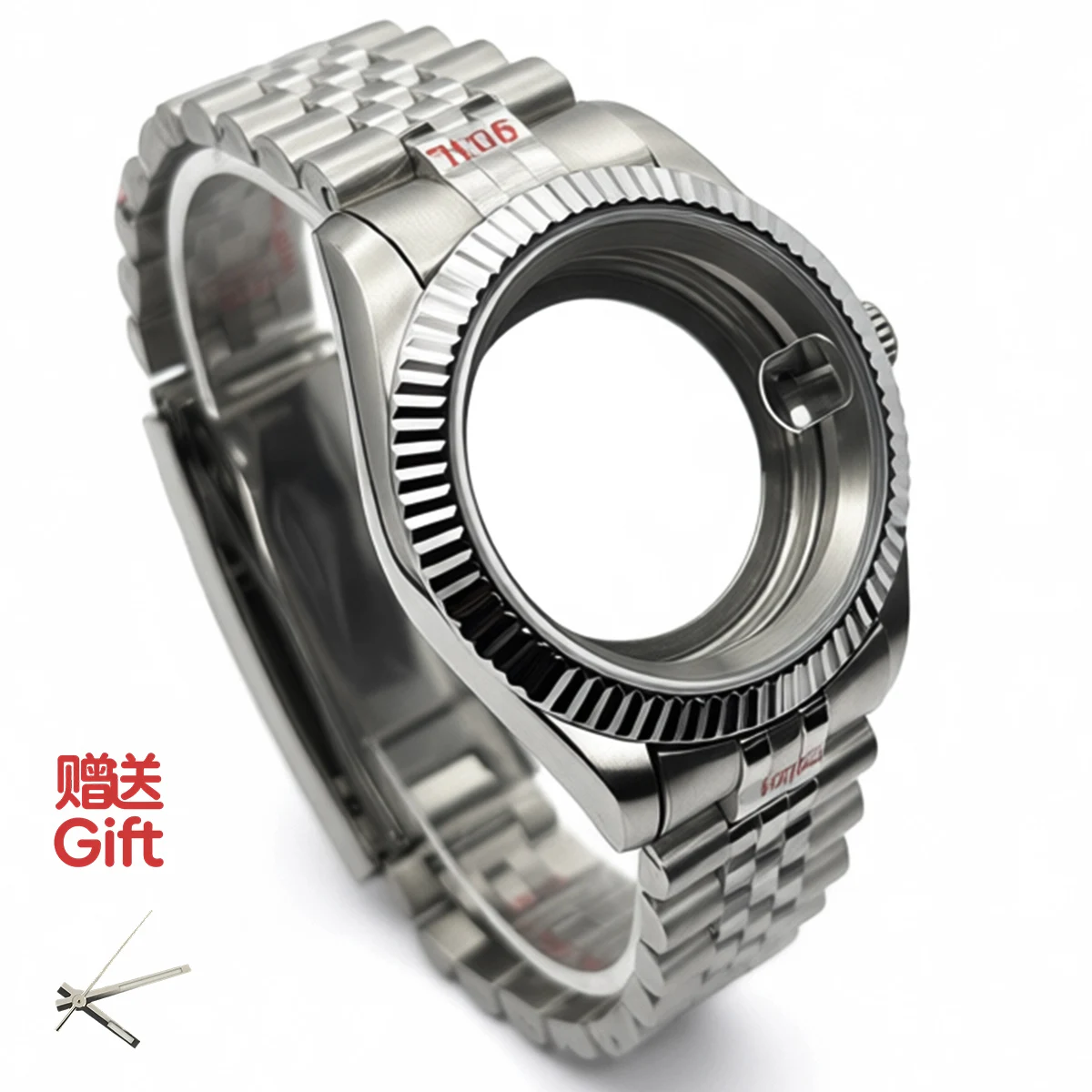 Stainless Steel Fluted Bezel Sapphire Glass Watch Case with NH35/NH36 Movement