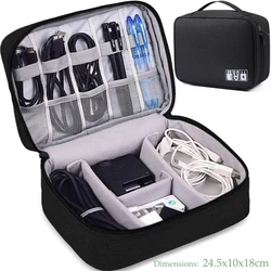 Waterproof Portable Travel Cable Organizer Case - Digital Accessories Storage Bag (1 Layer Black - M)