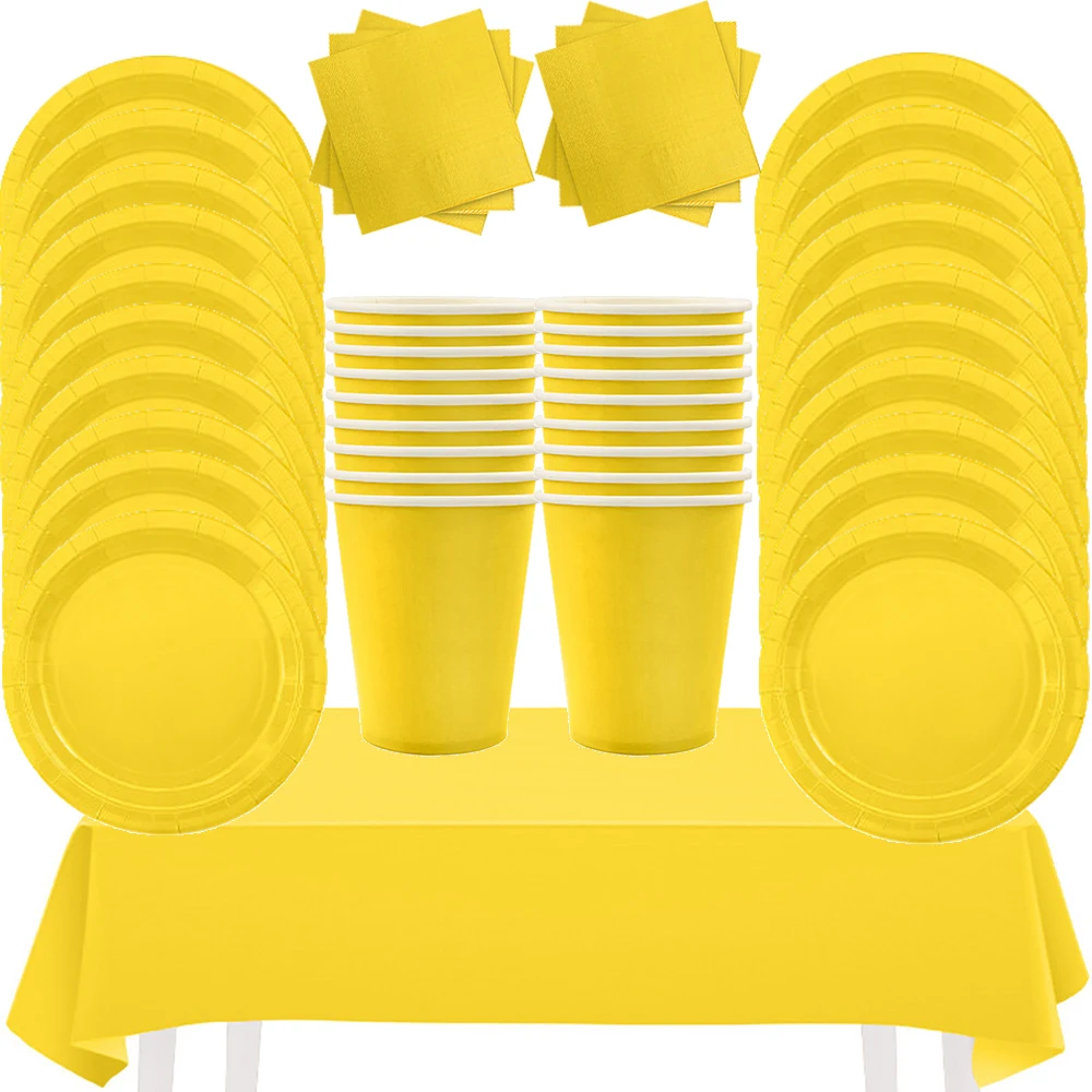 Elegant Yellow Disposable Tableware Set
