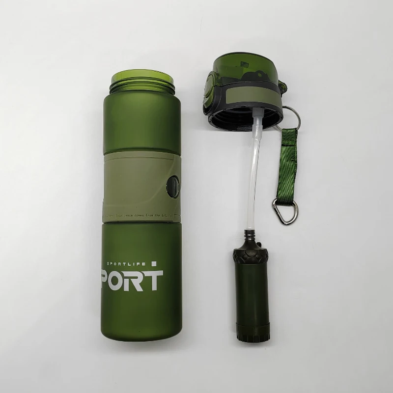 Portable 750ml Leak-Proof Water Purifier Bottle with Straw