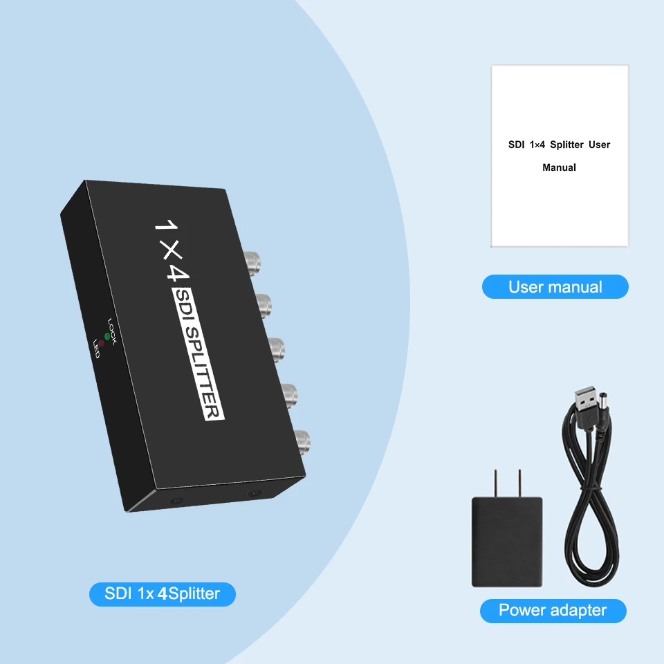 SDI Video Splitter 1X4 SDI Splitter 1X4 SDI Distribution 1 in to 4 Out Video audio 4 Way For DVR Monitor Camera Repeater Exten