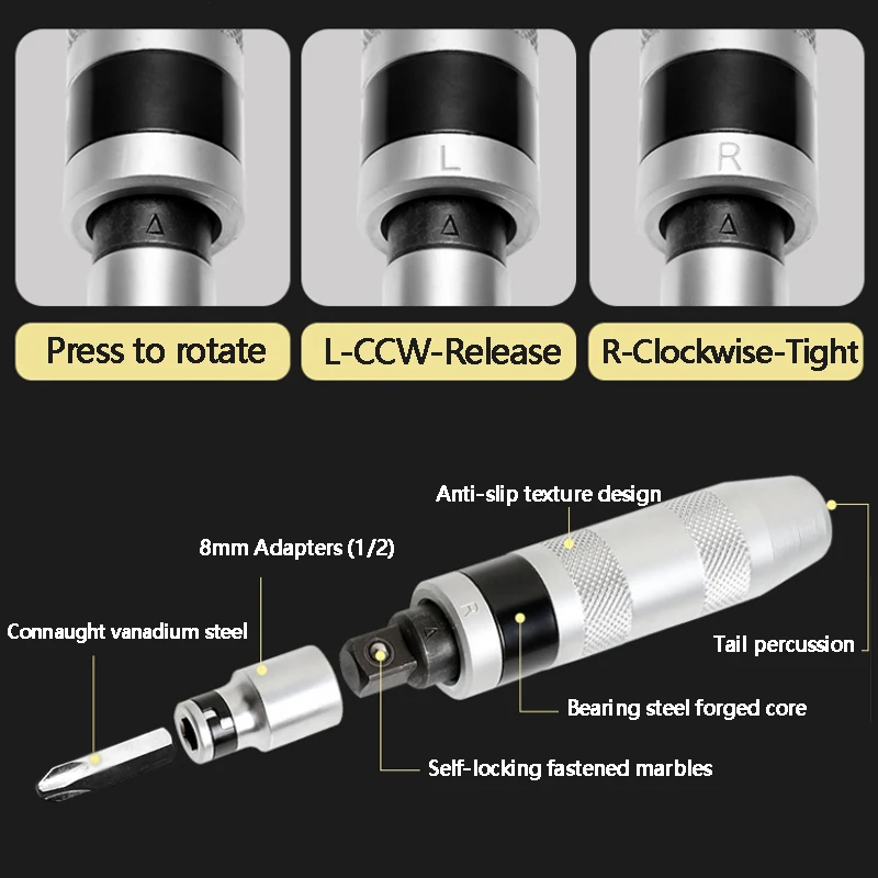 Набор ударных отверток с нескользящей ручкой, 7/13 шт.