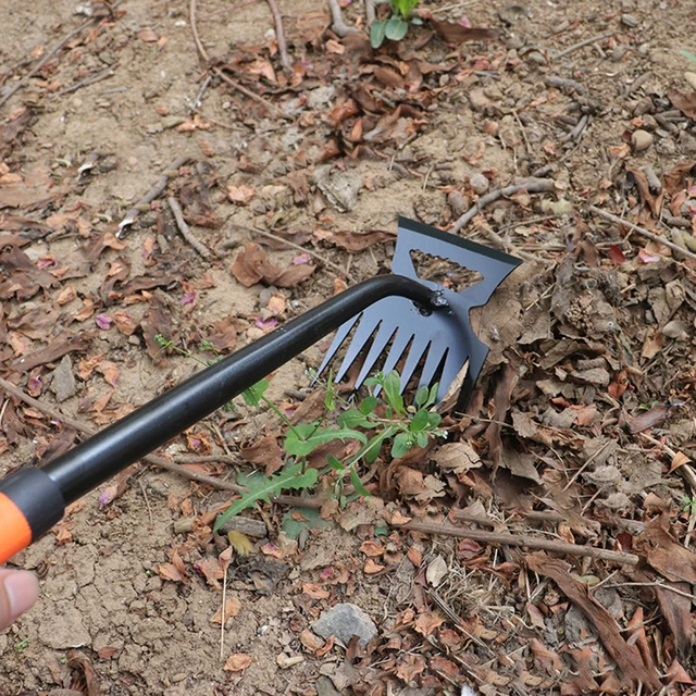5/6/8/11 Teeth Carbon Steel Garden Hand Rake,2 In 1 Agricultural Manual Weeding Tools for Yard,Multifunction Gardening Hoe Rake 2