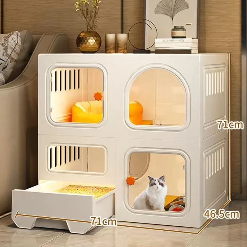 

Cat Villa Cat House Nest with Litter Box Integrated Home Indoor Pet Cat Carrier Fence Cat Cabinet Cat Tree Cage House Outdoor