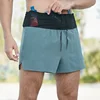 2 in 1 Marathon Trail Running Compression 3'' Shorts Quick Dry Long Distance Training Tights Sports Men Summer With Waist bag 3