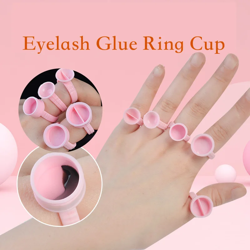 100개 일회용 글루 링 실리콘 접착컵 속눈썹 연장 및 타투 색소 살롱용 링 컵 홀더
