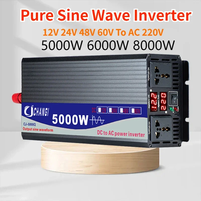 

5500W/6000W/8000W Pure Sine Wave Inverter LED Display Car Inverter Converter Voltage Transformer DC 12/24/48/60V TO AC 220V 110V