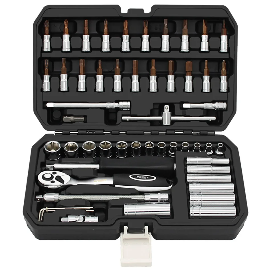 53pcs/Box 1/4 Inch Ratchet Wrench screwdriver Drive Socket Set Spanner for Bicycle Motorcycle Car Repairing Tool Set