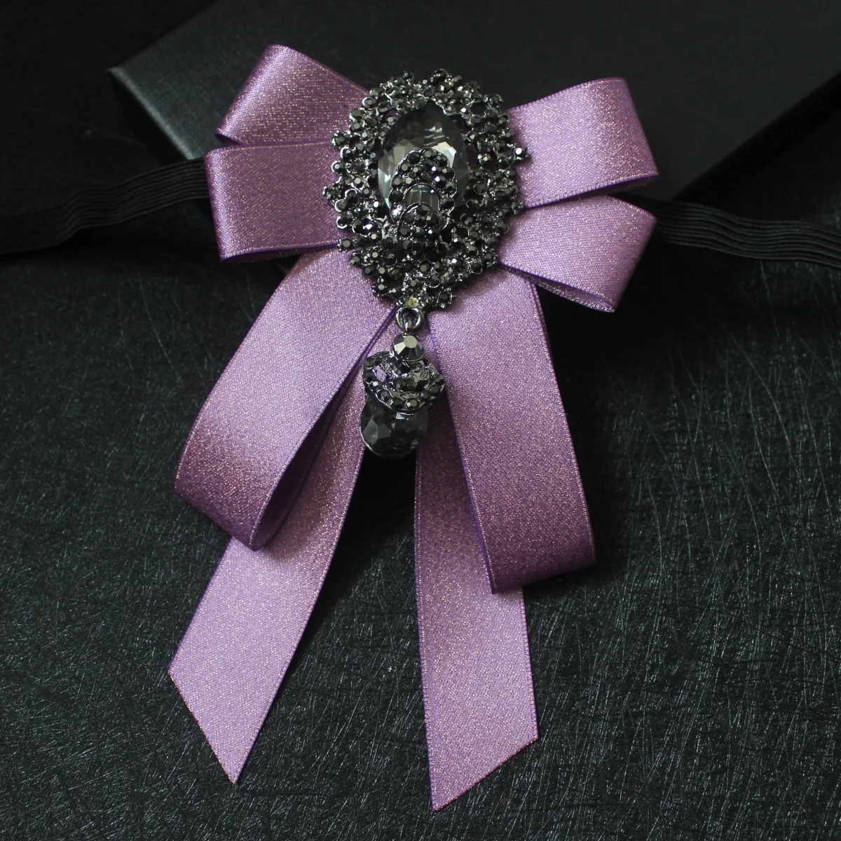 British Men Women Silk Satin Bow Tie Cravat Luxury Groom Necktie Business Wedding Party Alloy Crystal Rhinestone
