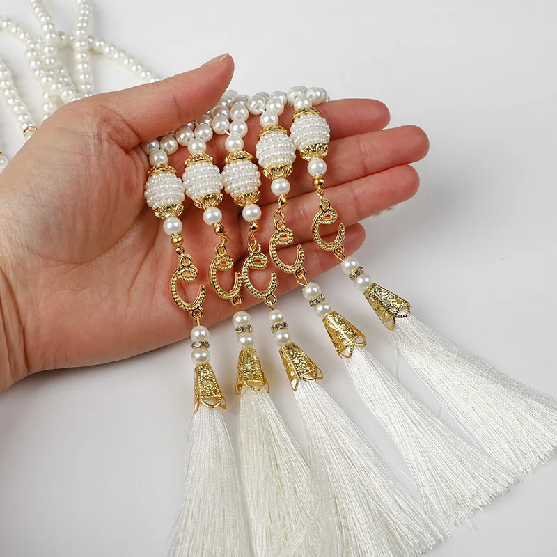 5/10Pcs Muslim Prayer Beads Islamic 99 Pearls Charm Bracelets with Tassel 2026 Eid Mubarak Ramadan Festival Gift Home Decoration