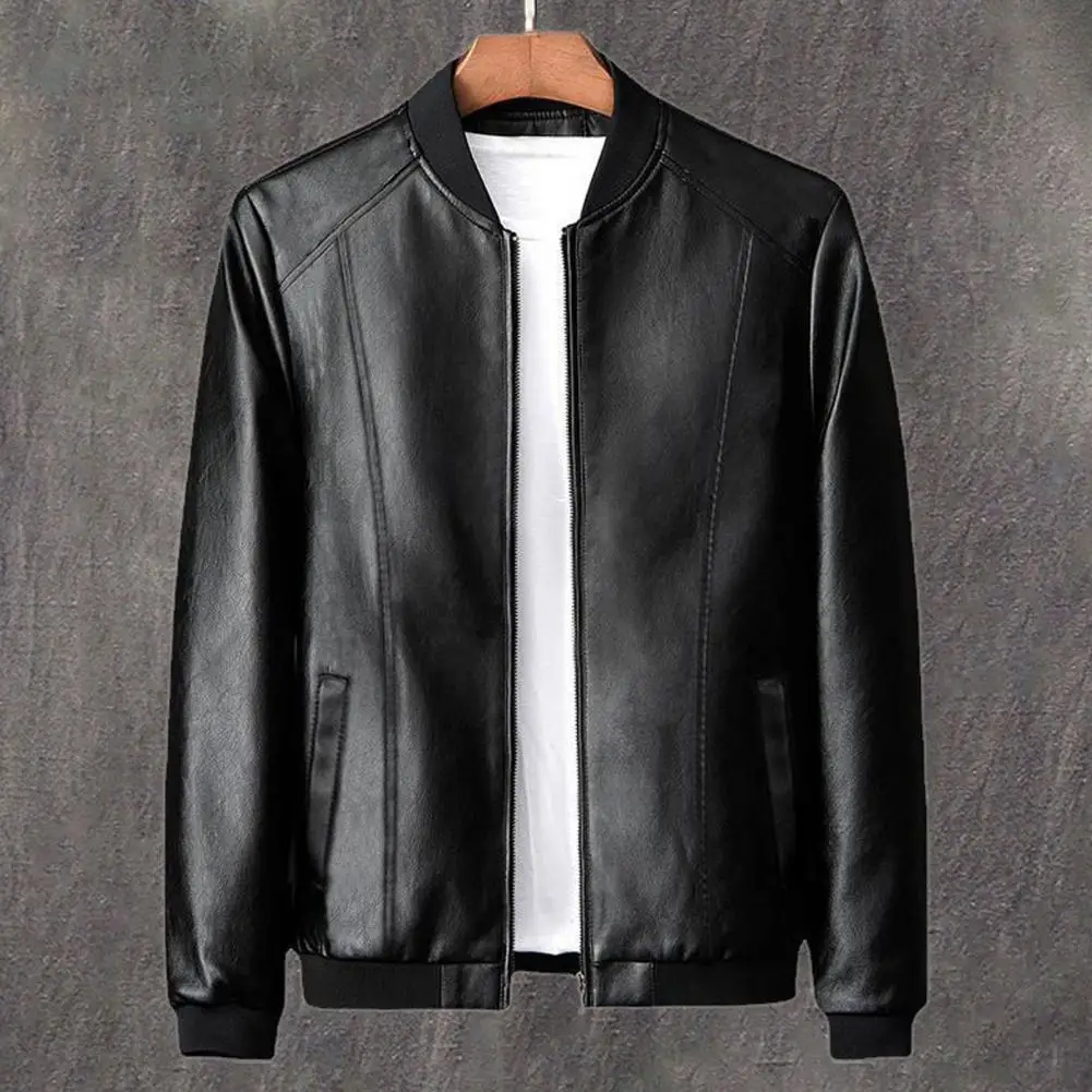 Leather Jacket Men Mens Faux Leather Jacket Lightweight Color