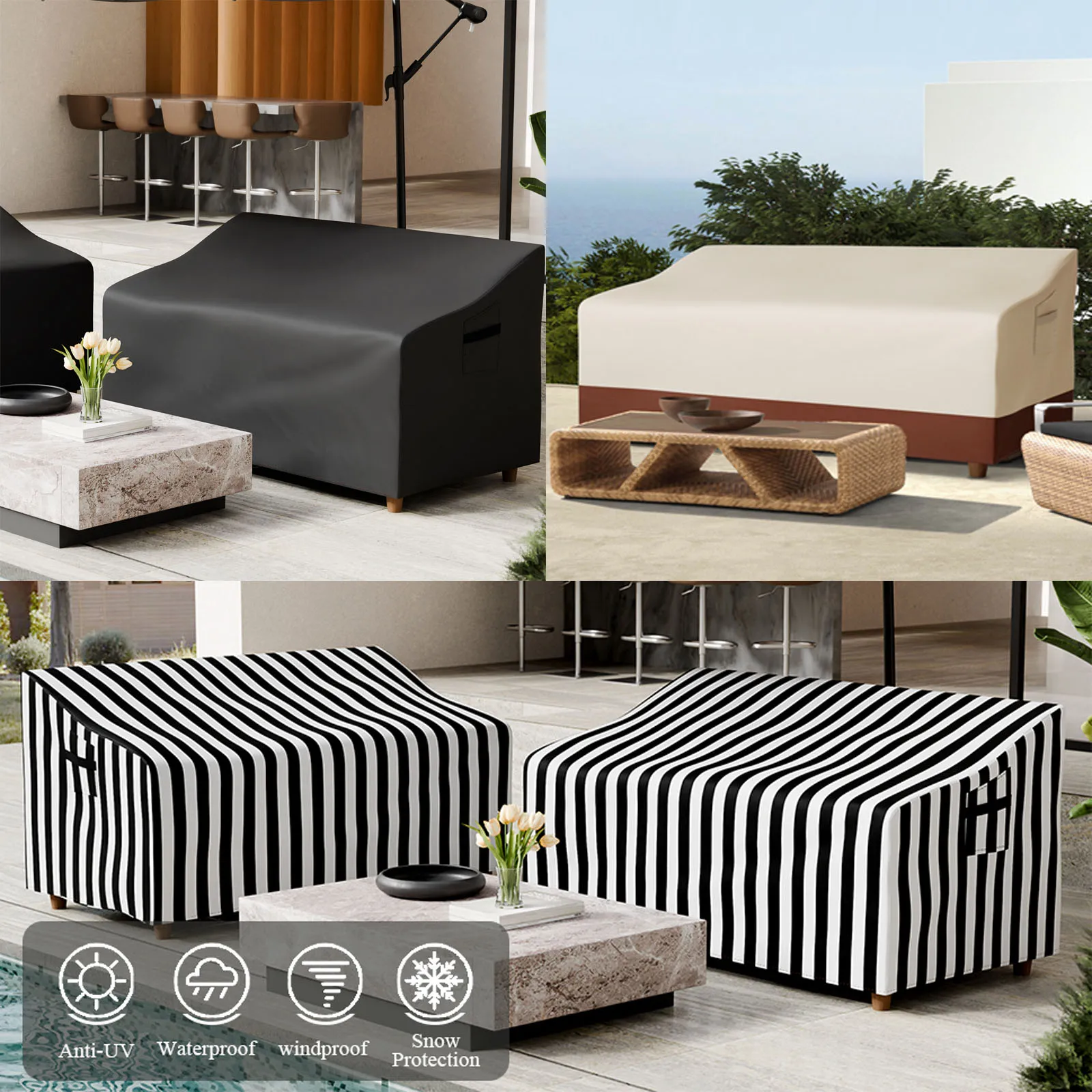 New 420D Outdoor sofa chair cover with handle Garden Waterproof Wind-Proof Anti-UV Against dust Rain Snow Protection Cover 6
