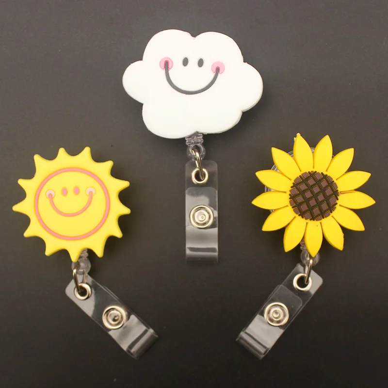 Sunny Plants And Fruits Style Retractable Badge Reel For Nurse & Doctor Card Holder Office & Hospital Supplies Name Card